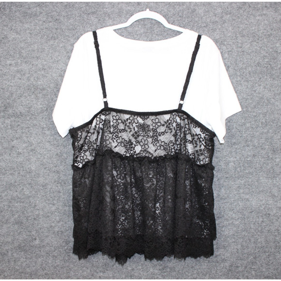 Torrid Top Women's Size 2 Peplum Ruffle Cami 2Fer Top White and Black - Picture 7 of 11